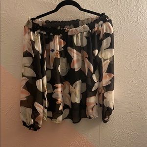 Off shoulder sheer blouse
